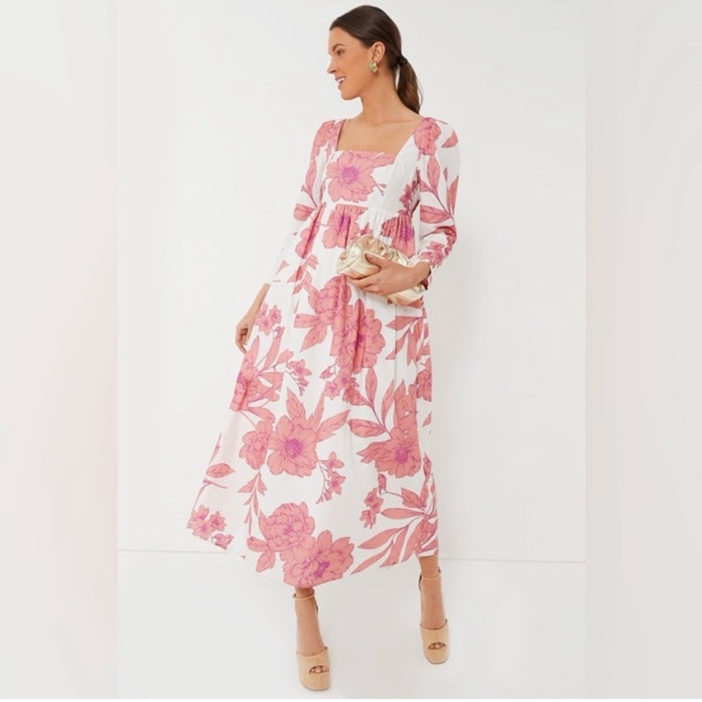 Tuckernuck Hyacinth House Carina Maxi Dress Coral Peony Floral XXS Cotton